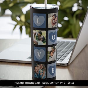 Dad Photo Tumbler PNG File for Sublimation. Dad Tumbler Photo Grid, Tumbler Wrap 20 oz Skinny Tumbler PNG File - Instant Download