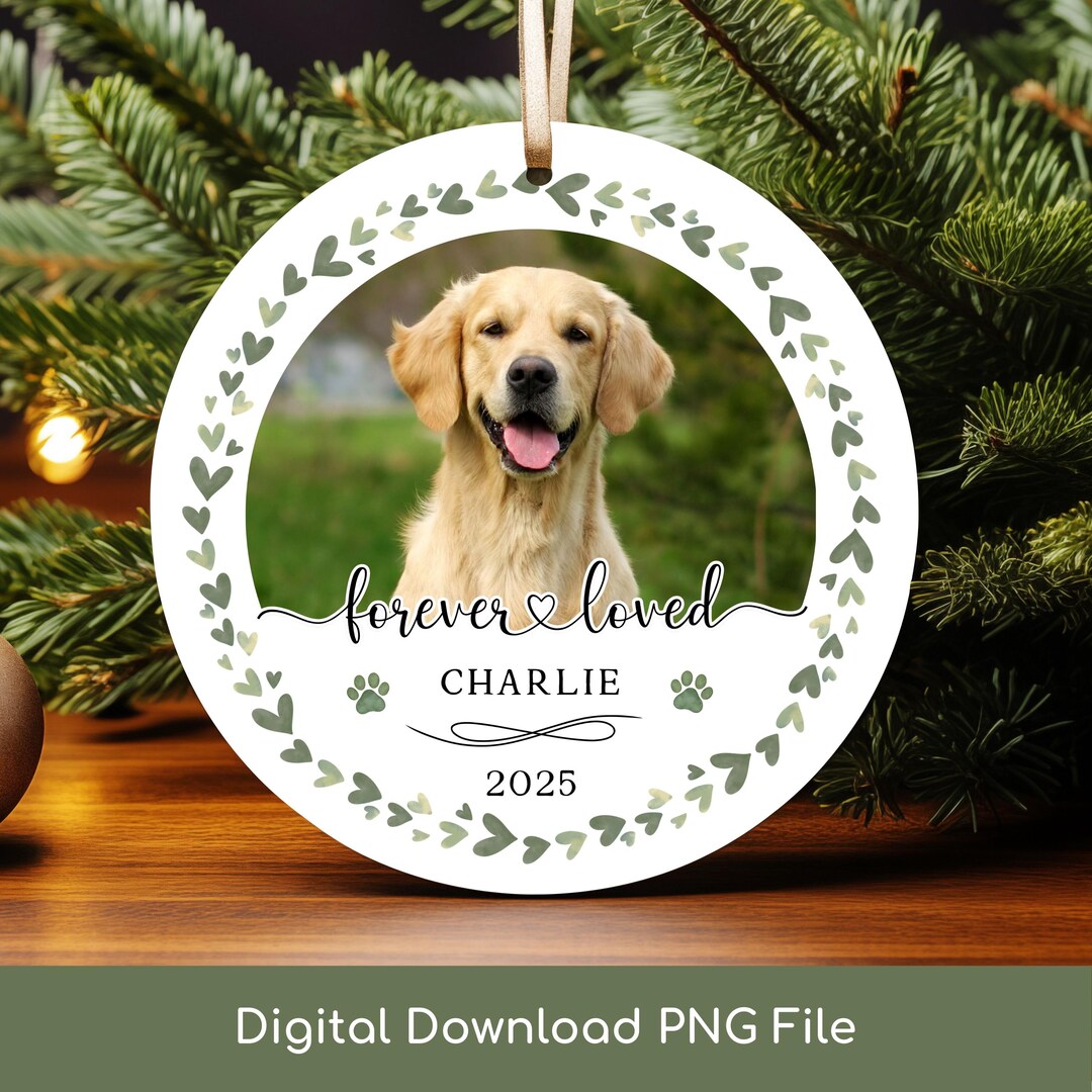 Pet Memorial PNG, Custom Photo Ornament PNG, Personalized Dog Name ...