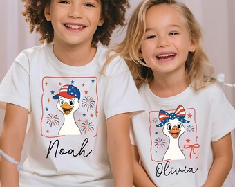 4th of July Goose Clipart, Patriotic USA Kids Shirt PNG (Digital Download)