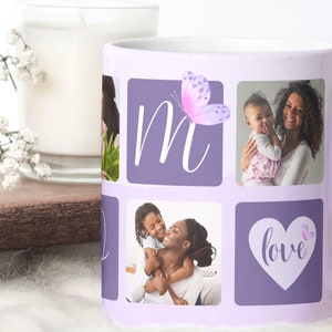 Tazza con griglia fotografica Love MOM. Carta digitale per sublimazione della mamma. Modello mamma per trasferimenti 11oz / 15oz - PNG trasparente ad alta risoluzione