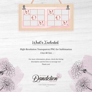 MOM Floral Photo Grid Mug Design. Mother Sublimation Digital Paper. Mom Pattern for Transfers 11oz 15oz High-Resolution Transparent PNG. image 4