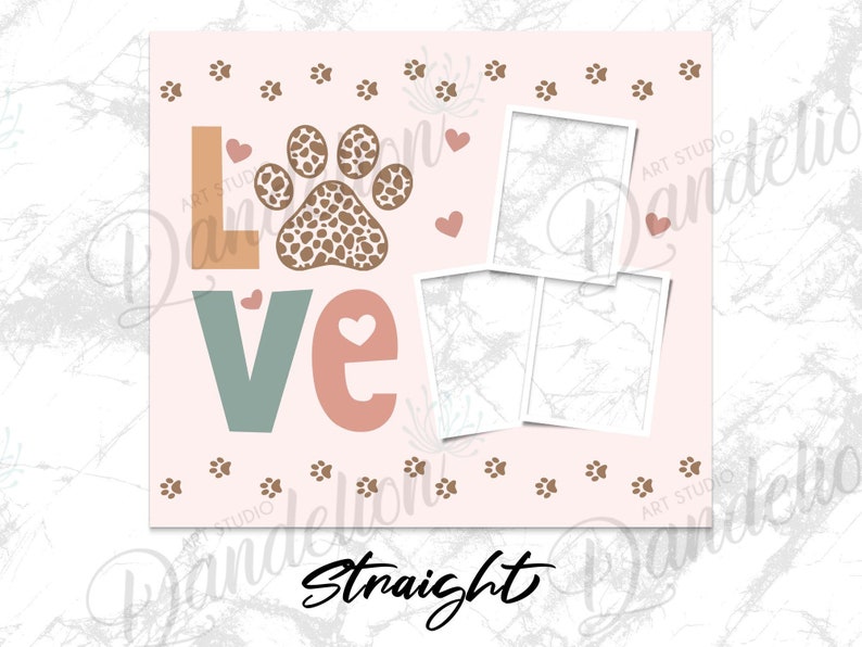 Love Pet Photo Template Tumbler PNG File for Sublimation, 20 oz Skinny Tumbler Sublimation Design, Custom Tumbler Template. Instant Download image 5