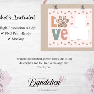 Love Pet Photo Template Tumbler PNG File for Sublimation, 20 oz Skinny Tumbler Sublimation Design, Custom Tumbler Template. Instant Download image 2