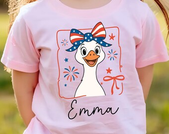 Patriotic Goose PNG, 4th of July Clipart, USA Kids Shirt (Digital Download)