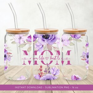 Design per sublimazione "Mom Life Floral Glass Bar Wrap" (PNG)