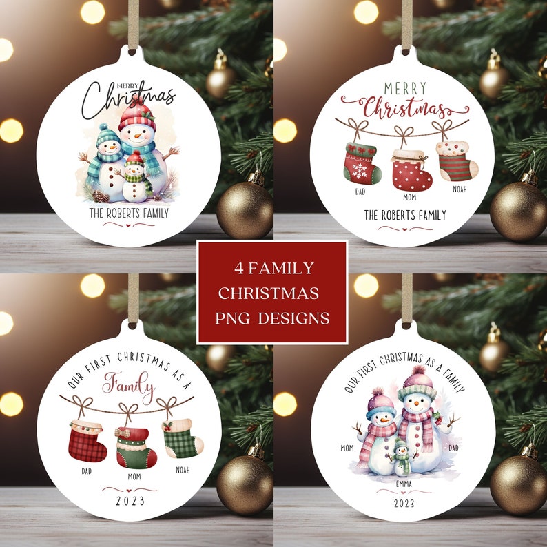 Family Christmas Ornament Bundle Round Xmas Ornament Etsy UK