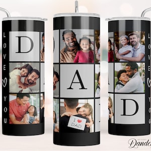 Dad Photo Tumbler PNG File for Sublimation. Dad Tumbler Photo Grid, Tumbler Wrap 20 oz Skinny Tumbler PNG File Instant Download image 1