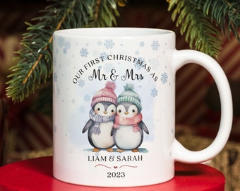 1st Christmas As Mr & Mrs PNG Mug, Personalized Xmas Wedding Mug, Couple Christmas Sublimation Mug PNG, Mug Wrap Template, Instant Download.