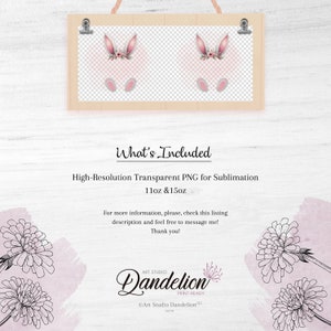 Easter Bunny Personalized Mug Design PNG, Floral Bunny Ears Watercolor Mug, Happy Easter Sublimation Mug PNG, Transfer Wrap Instant Download image 4