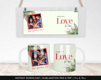 DIY Sublimation Floral Mug Design, best grandma ever mug template. Transfer-ready Transparent PNG, and Centralized PDF- Instant Download