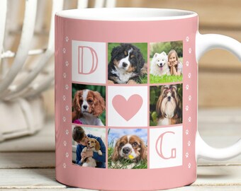 Mok wrap hond fotocollage, pootafdruk sublimatieontwerp (digitale download)