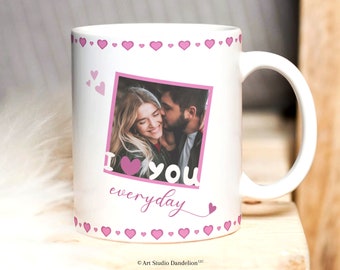 I LOVE You Today, I love you Every Day. Wrap Sublimation Design. Mug Heart Pattern Wrap Transfers 11oz, 15oz - High-Res Transparent PNG