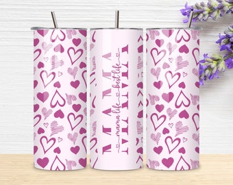 Mama Life Best Life Tumbler Sublimation PNG, Mom Heart Pattern Tumbler, Tumbler Transfer Wrap 20 oz, Mama Tumbler PNG File, Instant Download