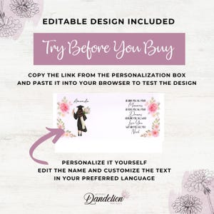 Peut inclure: Un mod&egrave;le de carte de remise de dipl&ocirc;me num&eacute;rique avec un dipl&ocirc;m&eacute; en toge noire, des bordures florales roses et le texte : Behind you, all your memories, before you, all your dreams, around you, all who love you, within you, all you need.