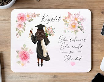 Floral Graduate Mousepad PNG, Graduation Editable Text Design (Digital Download)