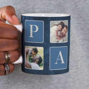 Papa Photo Mug Wrap, Dad PNG File for Sublimation, Custom Papa Photo Grid PNG Mug Design, Father's Day Gift PNG Mug, Daddy Digital Download.