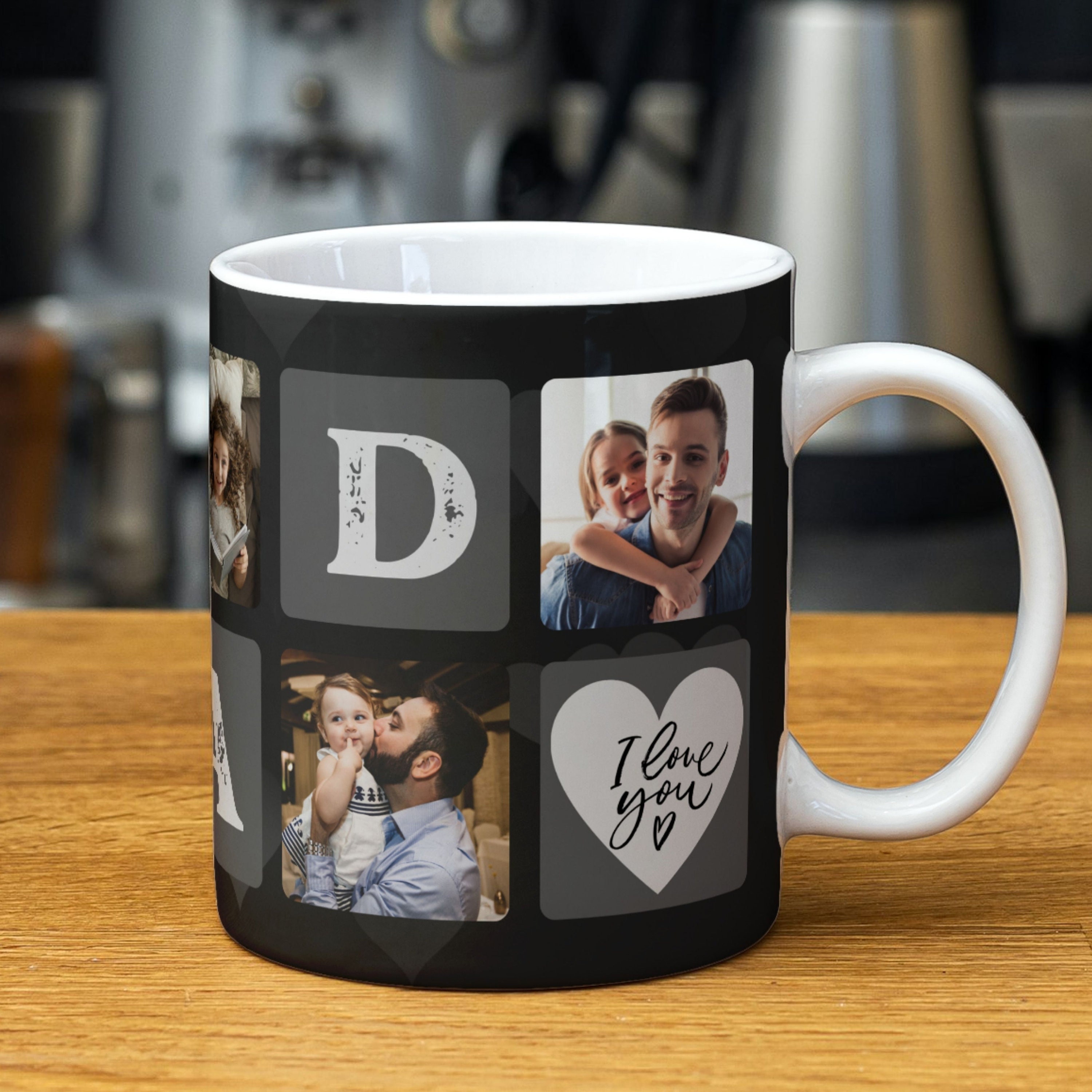 I Love You Dad Photo Grid Mug PNG. Dad Photo Mug Transfer Wrap PNG, Custom Photo Mug Sublimation, Father's Day Gift Mug, Digital Download.