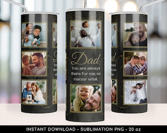 Dad Tumbler Wrap PNG File for Sublimation. Add Your Own Photos Tumbler Design, 20 oz Skinny Tumbler Wrap Design PNG File - Instant Download