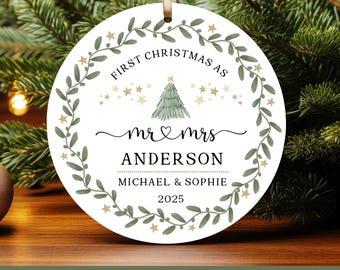 Mr & Mrs Christmas Ornament PNG, First Christmas Keepsake (Digital Download)