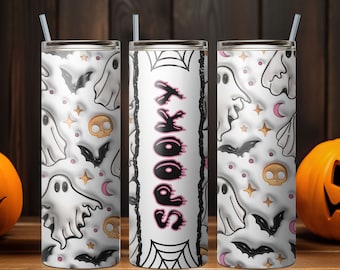 Halloween Tumbler, Spooky Ghost PNG Tumbler File, Halloween Tumbler 3D Pattern, 20 oz Skinny Tumbler Wrap Design PNG File. Instant Download.