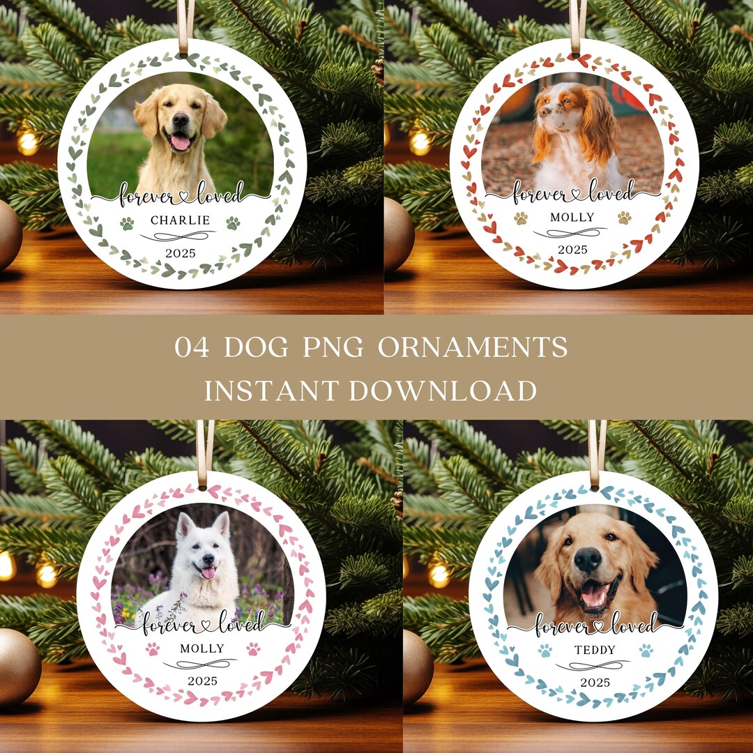 Pet Memorial PNG Bundle, Custom Photo Ornament, Forever Loved Printable ...
