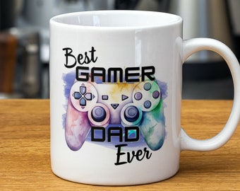 Best Gamer DAD Ever White Mug Sublimation png template for Sublimation. Father's Day, Dad Gamer Mug 11oz 15oz PNG file - Instant Download