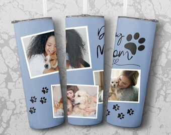 Dog Mom 3-Photo Tumbler Template PNG, Sublimation Design (Digital Download)