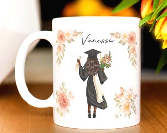 Black Girl Graduation Mug Template Add Your Name, Inspirational Words PNG Sublimation, Mug Wrap Transfers 11oz & 15oz, Custom Graduate Gift.