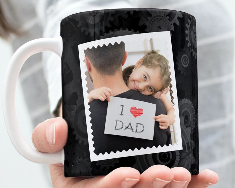 Best Dad Ever Photo Mug Sublimation PNG Template. Dad Custom Photo Mug Design, Father's Day Photo Mug Wrap Instant Download image 4