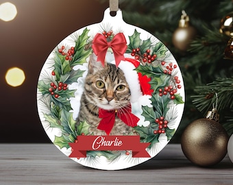 Enfeite de Natal para animais de estimação em PNG, modelo personalizado para foto de gato (download digital)