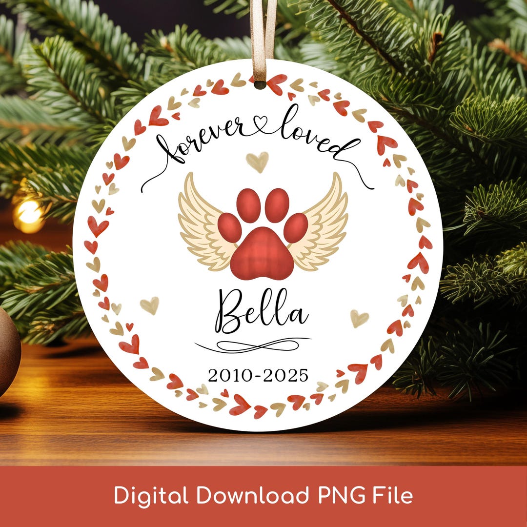 Pet Memorial PNG Ornament, Custom Dog Name Design, Christmas ...