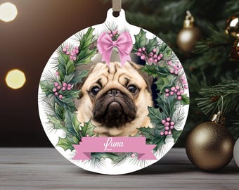 Enfeite de Natal para animais de estimação em PNG, modelo personalizado com foto de cachorro (download digital)