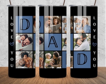 Dad Photo Grid Tumbler Wrap PNG File, Sublimation Design (Digital Download)