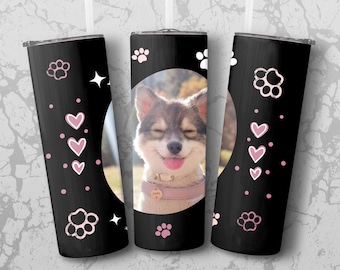 Photo Tumbler Pet PNG Pattern Tumbler PNG File for Sublimation, Skinny Tumbler Sublimation Design, Custom Tumbler Template. Instant Download