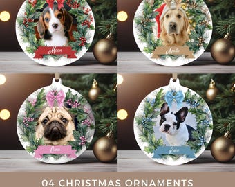 Pacote de enfeites de Natal com fotos de animais de estimação em PNG, modelo de foto personalizado (download digital)