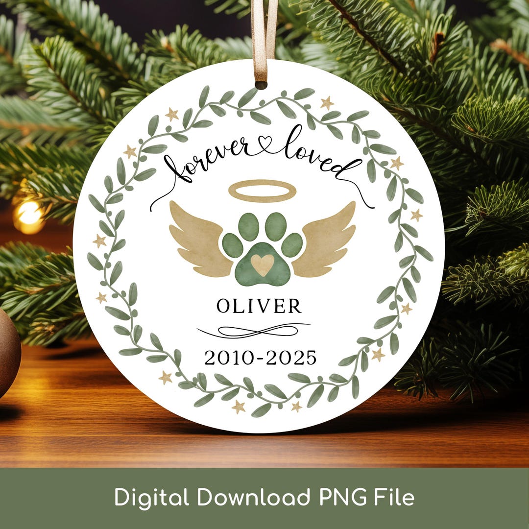 Pet Memorial PNG Ornament, Custom Dog Name Design, Christmas ...
