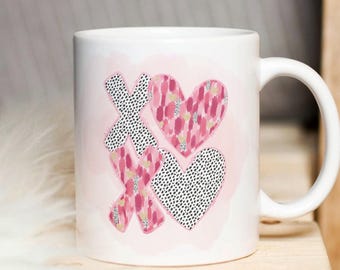 XOXO Heart Mug PNG, Valentine's Sublimation Design (Digital Download)
