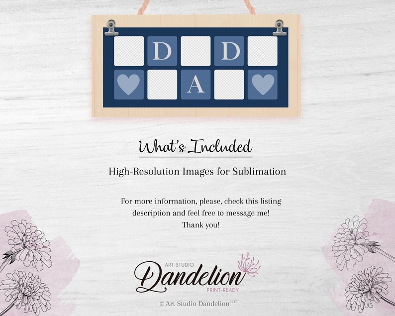 Dad Photo Mug PNG File for Sublimation. Dad Blue 5-Photos Grid Mug Template, Custom Photo Mug png DIY Mug Father's Day Instant Download image 4