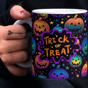 Mug à sublimation d'Halloween, fichier mug PNG pour sublimation, mug Halloween, fichier PNG mug, transferts d'emballage pour mug 11 oz et 15 oz.