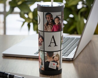 Dad Photo Tumbler PNG, Sublimation Design, 20 oz Skinny Tumbler (Digital Download)