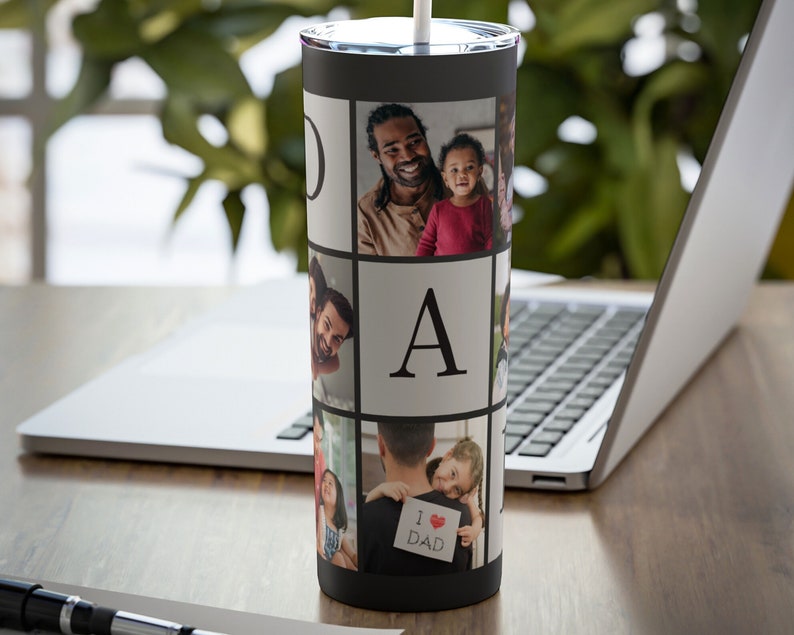 Dad Photo Tumbler PNG File for Sublimation. Dad Tumbler Photo Grid, Tumbler Wrap 20 oz Skinny Tumbler PNG File Instant Download image 3