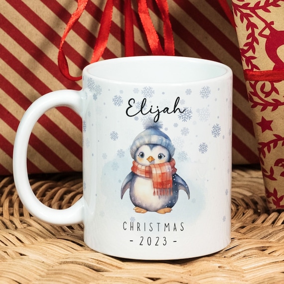 Personalized Christmas Penguin Mug PNG, Christmas Cute Mug, Christmas Sublimation Mug, Transfer Mug Press, Wrap Template, Instant Download.