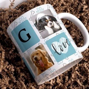 Tazza fotografica DOG LOVE Sublimazione png - Modello Paw & Bones per trasferimenti 11oz, 15oz - Modello tazza fotografica Love Dog, carta digitale per sublimazione