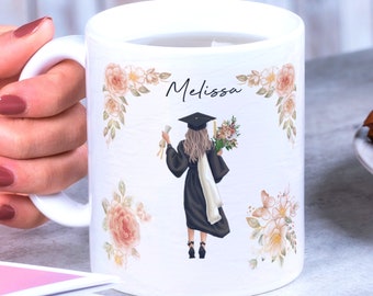 Graduation Mug Design PNG for Sublimation, Add Your Name Floral Mug, Wrap Transfers 11oz & 15oz, Inspirational Words Mug, Graduate Girl Gift