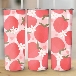 Red Fruit Pattern 20 oz Skinny Tumbler Sublimation Design, Straight & Tapered Wrap, Tumbler Wrap Png, Instant Download