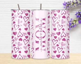 Mom Life Best Life Tumbler Sublimation PNG, Mom Heart Pattern Tumbler, Tumbler Transfer Wrap 20 oz, Mom Tumbler PNG File, Instant Download.