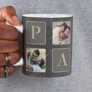 Papa Photo Mug Wrap, Dad PNG File for Sublimation, Custom Papa Photo Grid PNG Mug Design, Father's Day Gift PNG Mug, Daddy Digital Download.