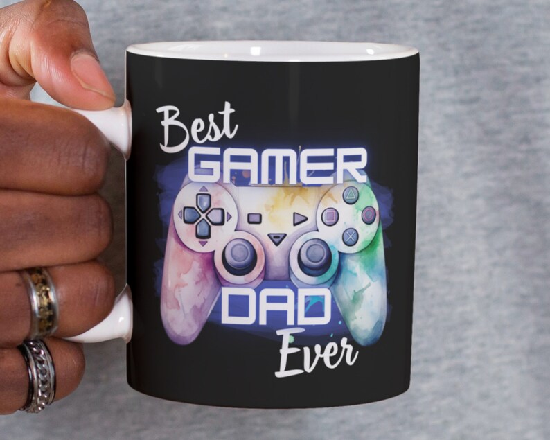 Best Gamer DAD Ever Sublimation Mug Design. Father's Day DIY Gift, Gamer Dad, Dad Gamer Gift 11oz 15oz Mug PNG file. Instant Download image 4