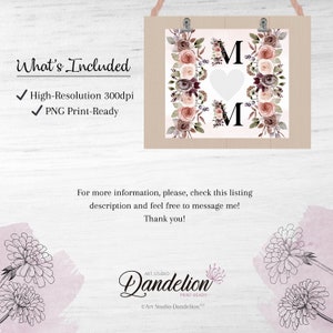 Mom Photo Tumbler PNG for Sublimation, Mom Floral Photo Tumbler PNG, Tumbler Wrap 20 oz, Mom Heart Photo Frame Tumbler PNG, Digital Download image 3