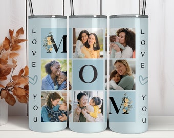 Mom Photo Tumbler PNG File for Sublimation. Mom Tumbler Photo Grid, Tumbler Wrap 20 oz Skinny Tumbler PNG File - Instant Download